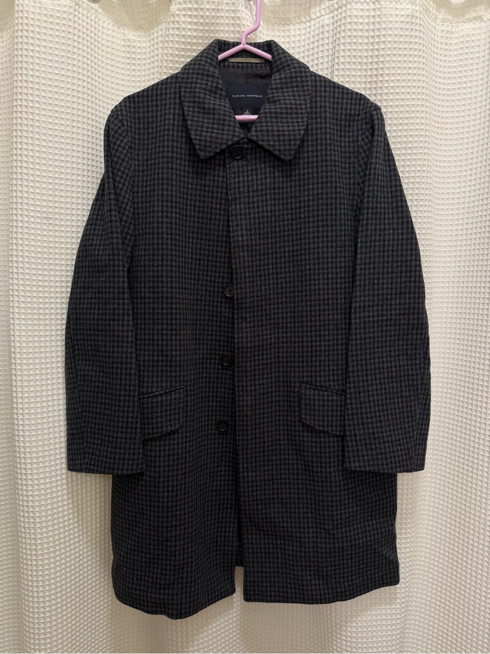 Banana Republic Houndstooth Wool Trench Coat - Black/Gray